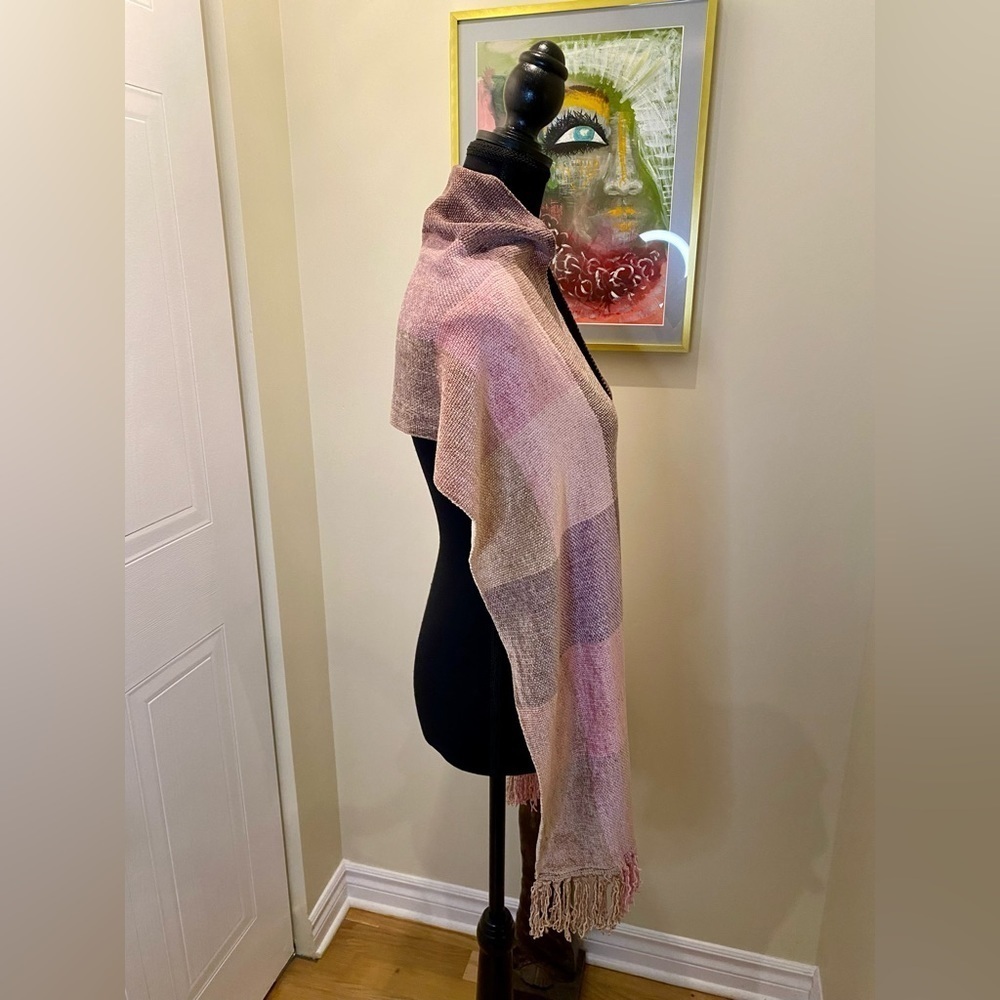 🆕 NWOT / Marcia Hammond handwoven velvety  chenille pastels scarf 🧣 - Picture 6 of 10